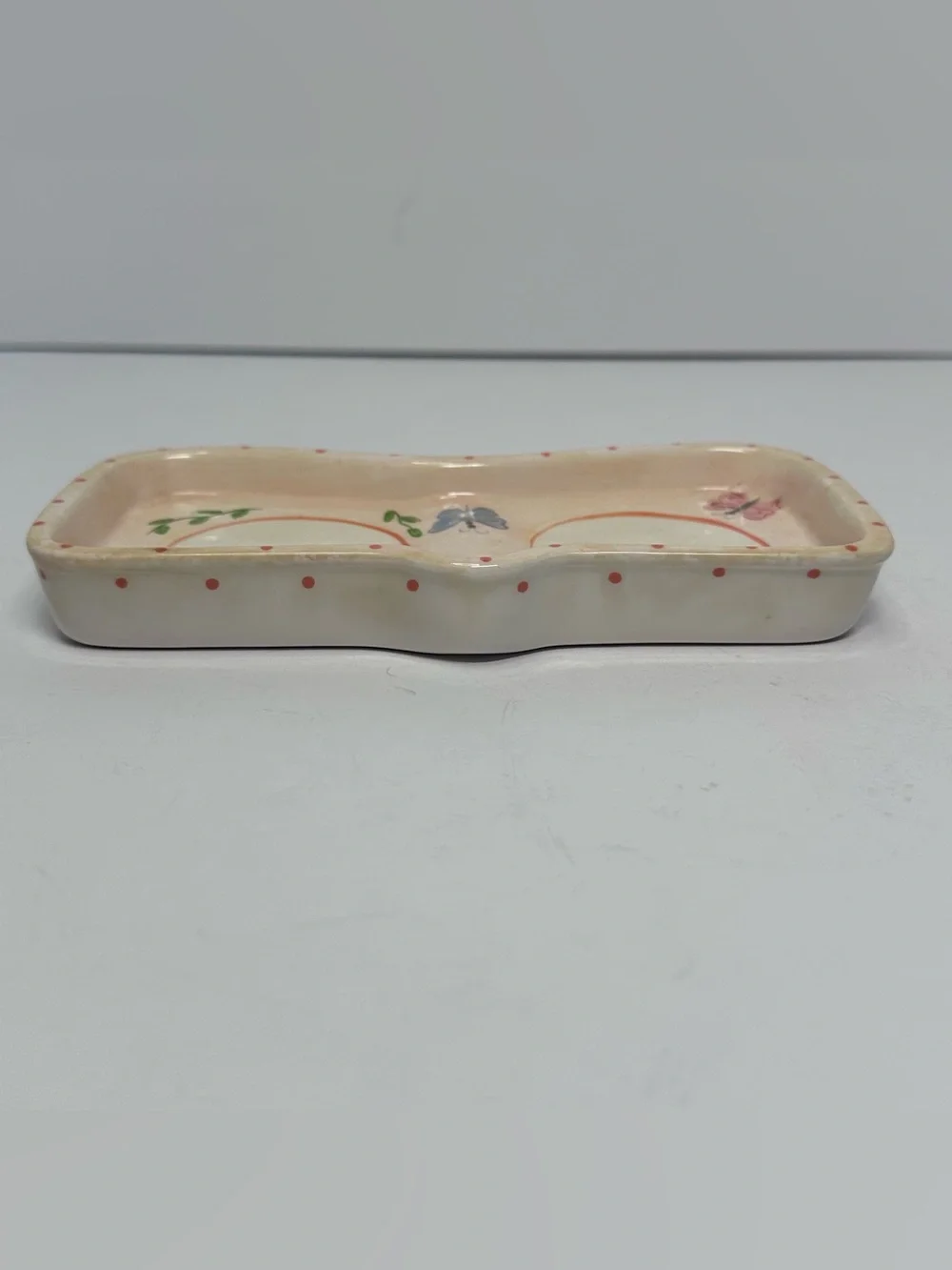 Bella Casa Ganz Eyeglass Sunglasses Holder Tray Butterflies Ceramic Desk Dish